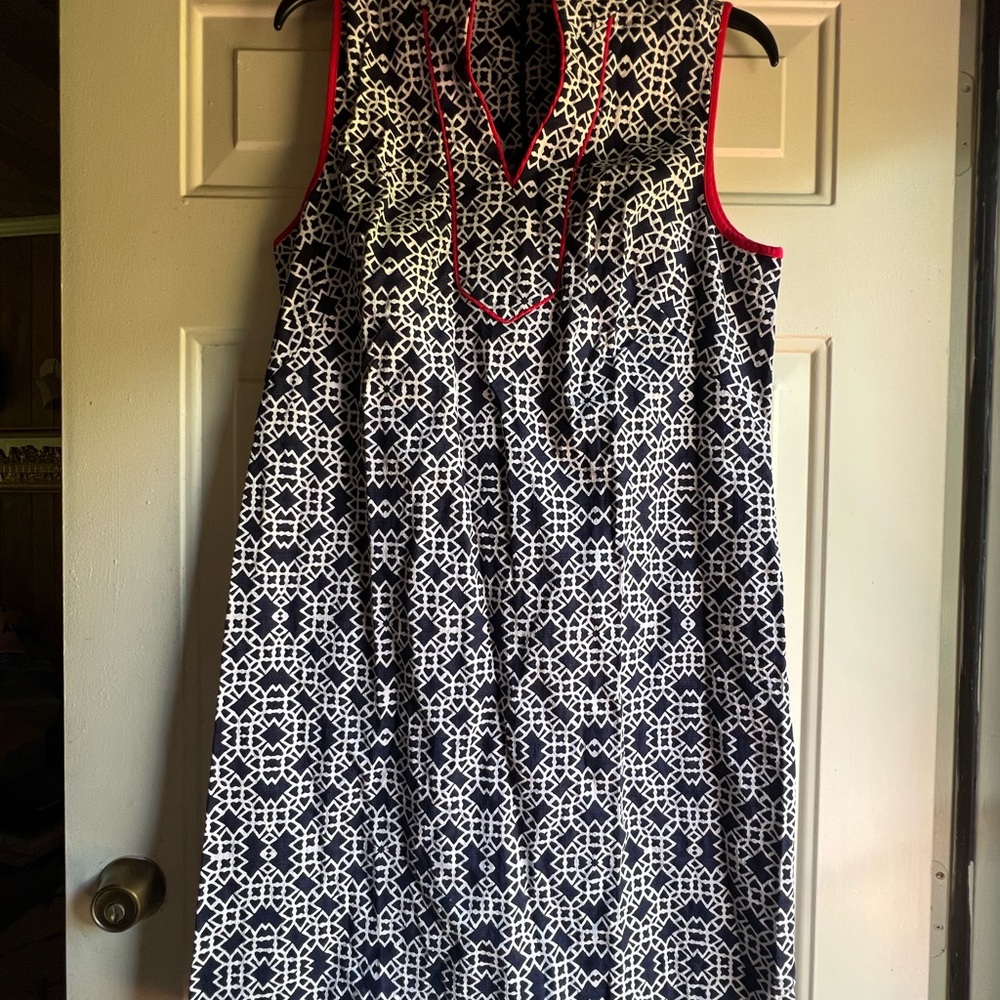 JH Collectibles White and Blue Sleeveless V-Neck Sundress